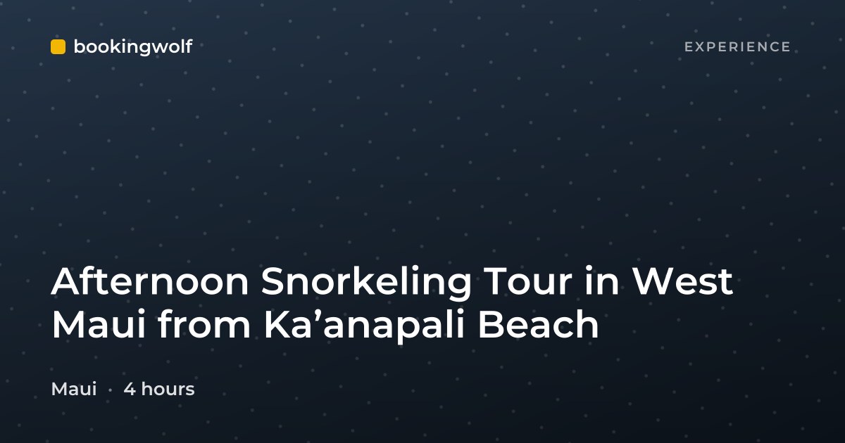 Afternoon Snorkeling Tour in West Maui from Ka’anapali Beach