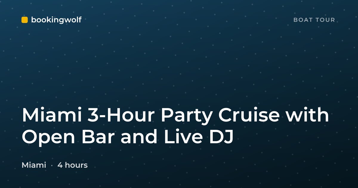 Miami 3-Hour Party Cruise with Open Bar and Live DJ