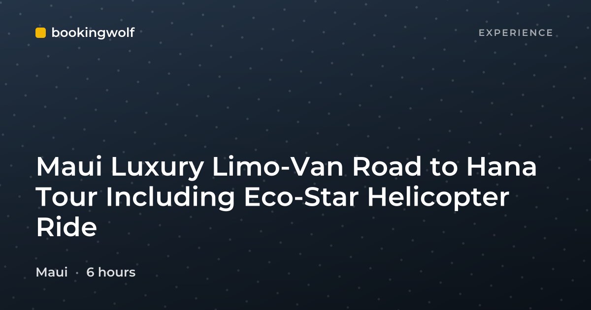 Maui Luxury Limo-Van Road to Hana Tour Including Eco-Star Helicopter Ride