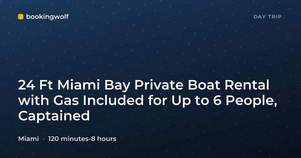 24 Ft Miami Bay Private Boat Rental with Gas Included for Up to 6 People, Captained