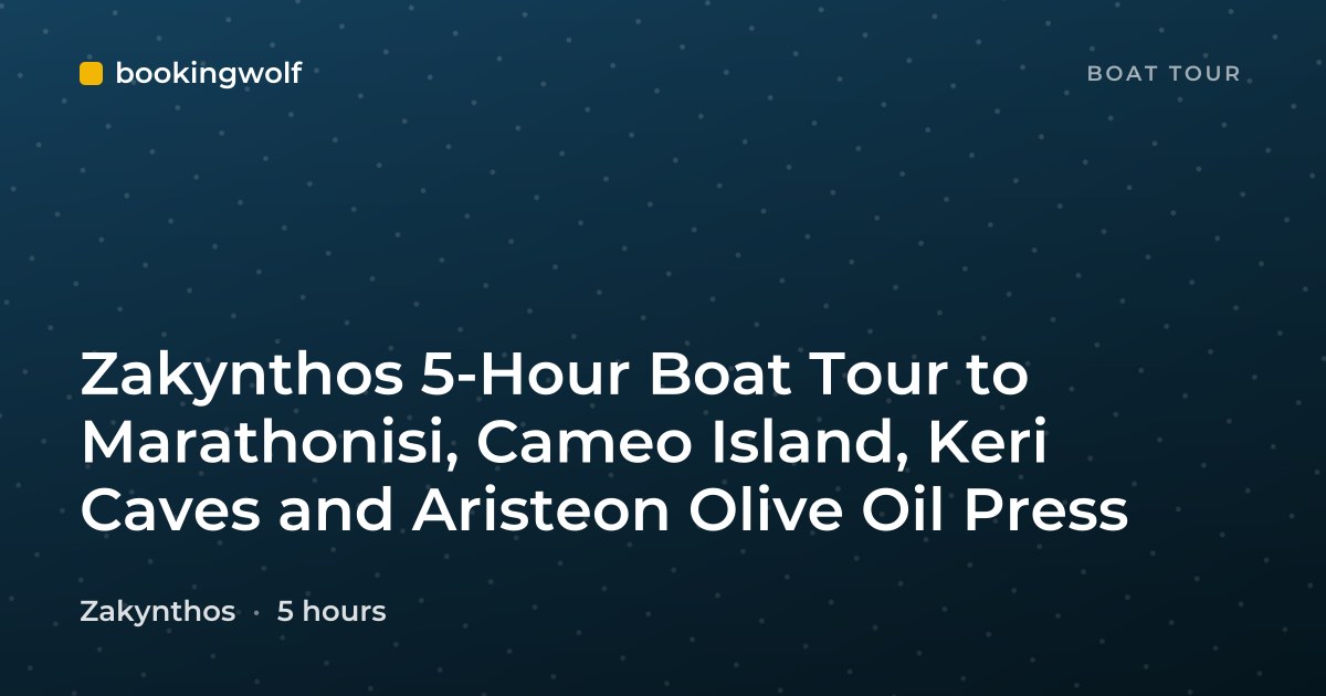 Zakynthos 5-Hour Boat Tour to Marathonisi, Cameo Island, Keri Caves and Aristeon Olive Oil Press