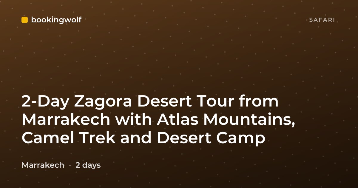2-Day Zagora Desert Tour from Marrakech with Atlas Mountains, Camel Trek and Desert Camp
