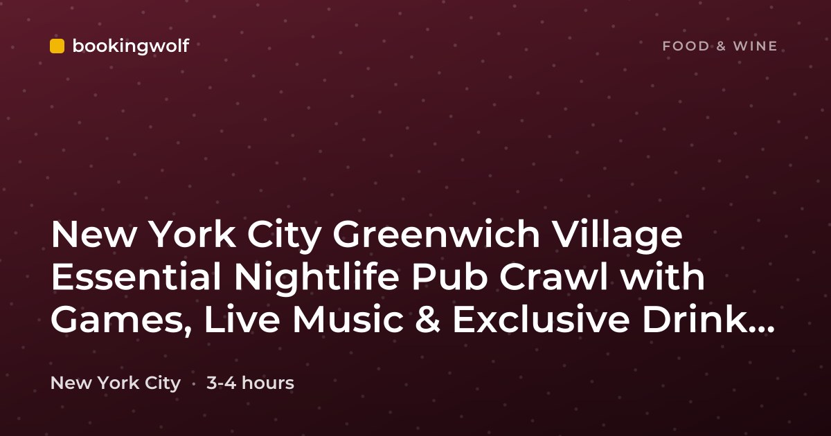New York City Greenwich Village Essential Nightlife Pub Crawl with Games, Live Music & Exclusive Drink Deals