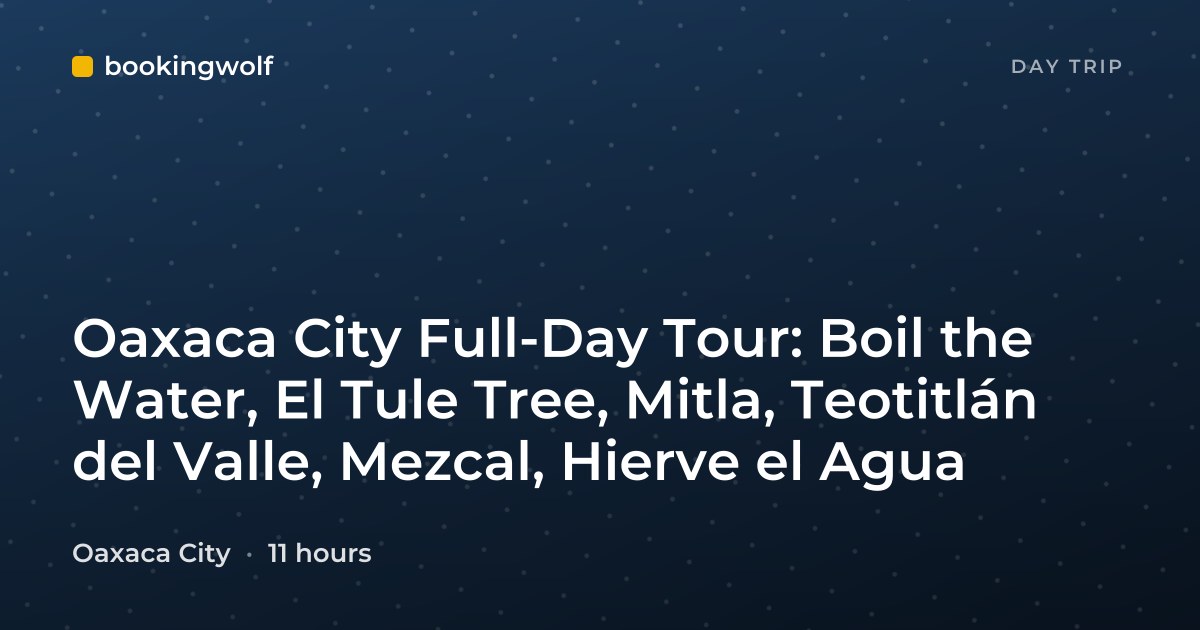 Oaxaca City Full-Day Tour: Boil the Water, El Tule Tree, Mitla, Teotitlán del Valle, Mezcal, Hierve el Agua
