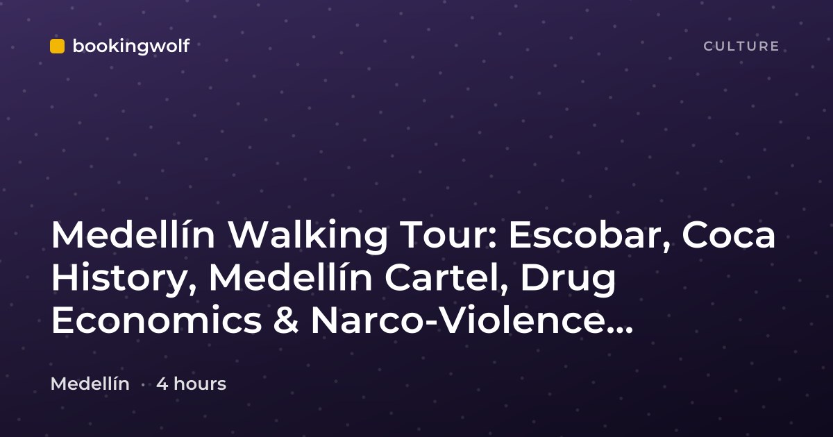 Medellín Walking Tour: Escobar, Coca History, Medellín Cartel, Drug Economics & Narco-Violence Memorial