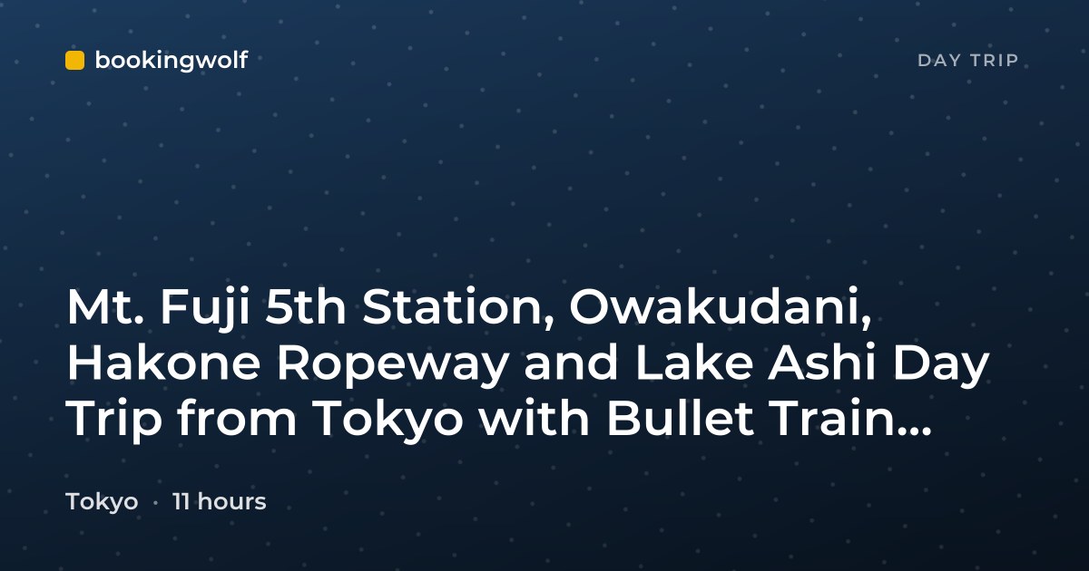 Mt. Fuji 5th Station, Owakudani, Hakone Ropeway and Lake Ashi Day Trip from Tokyo with Bullet Train Option