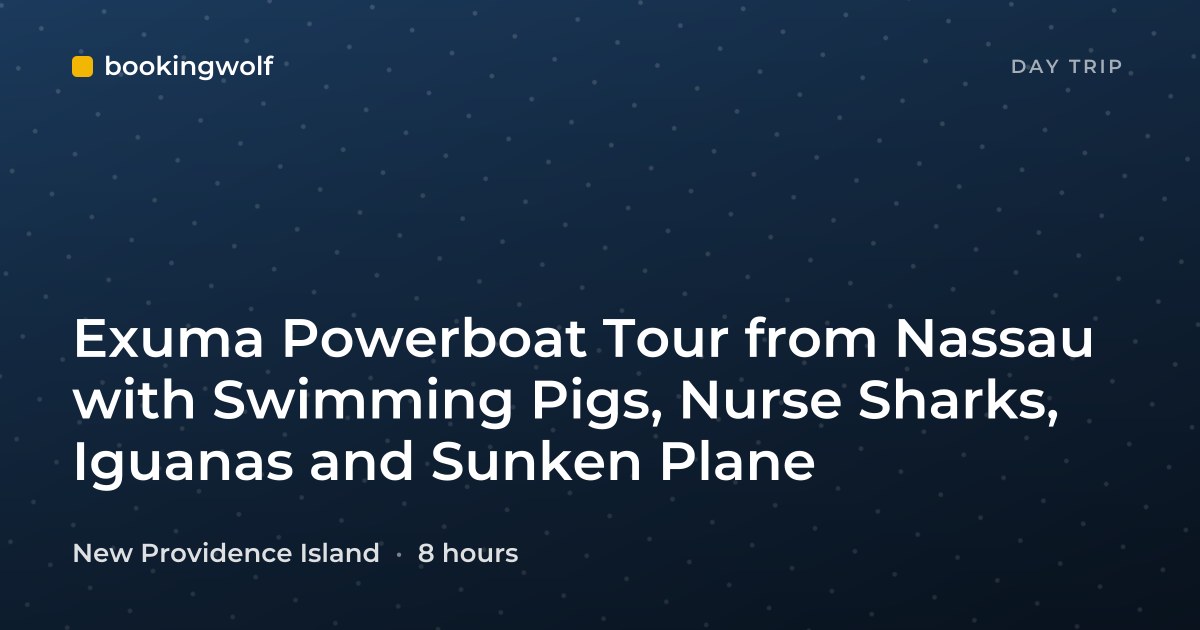 Exuma Powerboat Tour from Nassau with Swimming Pigs, Nurse Sharks, Iguanas and Sunken Plane