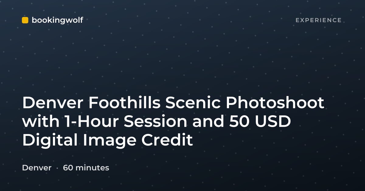 Denver Foothills Scenic Photoshoot with 1-Hour Session and 50 USD Digital Image Credit