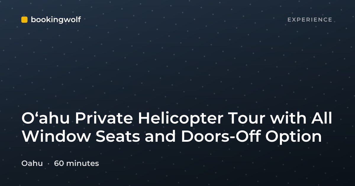 Oʻahu Private Helicopter Tour with All Window Seats and Doors-Off Option