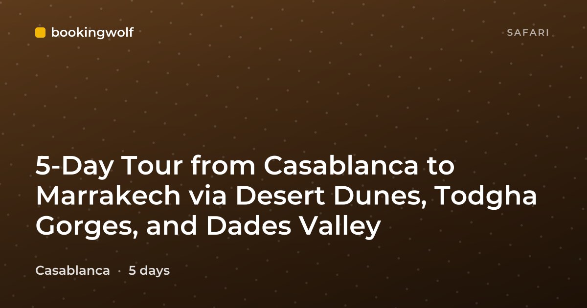 5-Day Tour from Casablanca to Marrakech via Desert Dunes, Todgha Gorges, and Dades Valley
