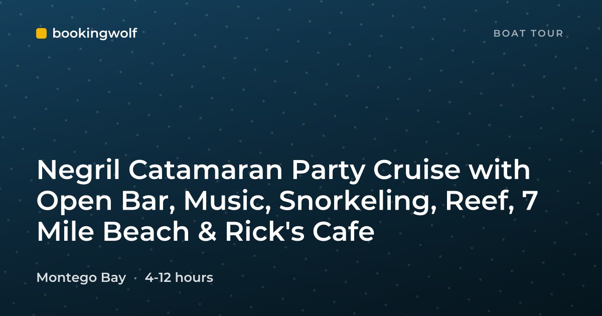 Negril Catamaran Party Cruise with Open Bar, Music, Snorkeling, Reef, 7 Mile Beach & Rick's Cafe