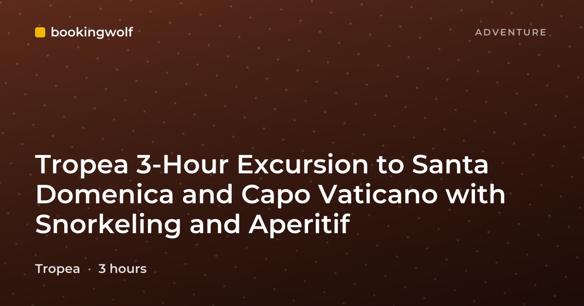 Tropea 3-Hour Excursion to Santa Domenica and Capo Vaticano with Snorkeling and Aperitif