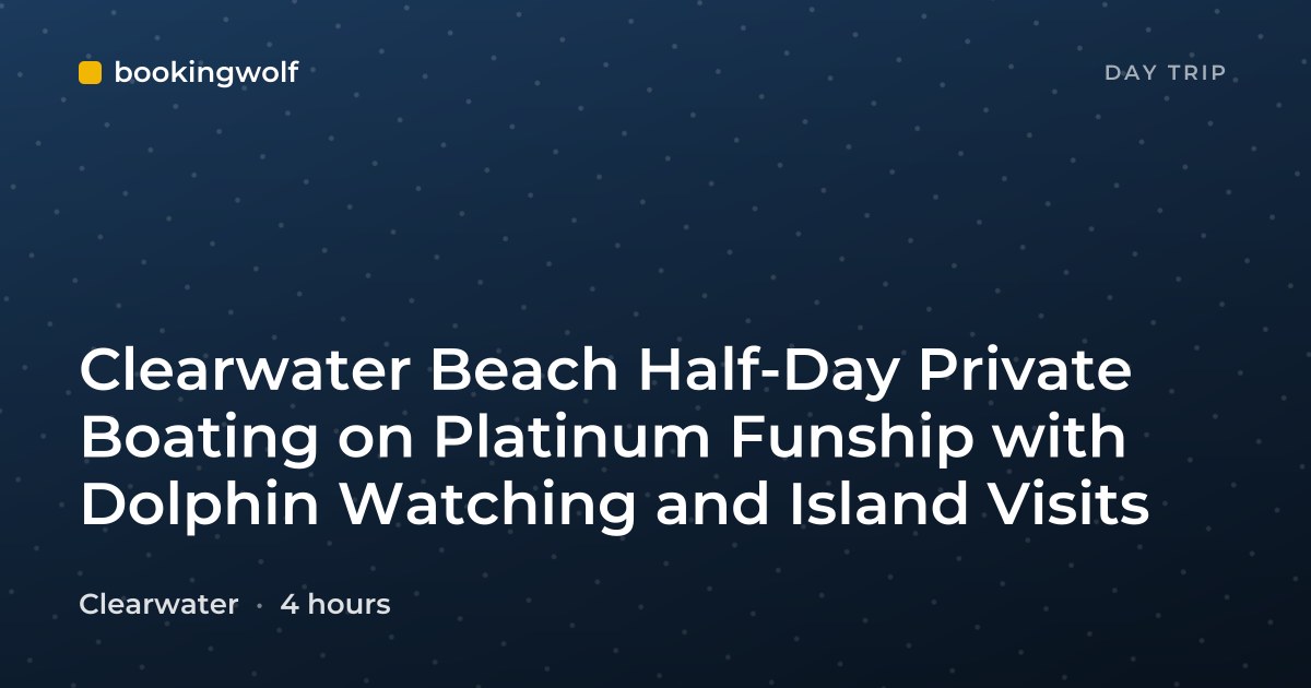 Clearwater Beach Half-Day Private Boating on Platinum Funship with Dolphin Watching and Island Visits