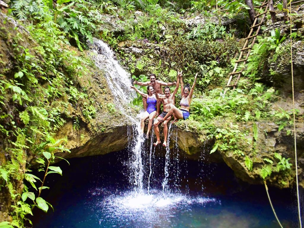 Cenote and Waterfall in the Mayan Jungle with Zip Line